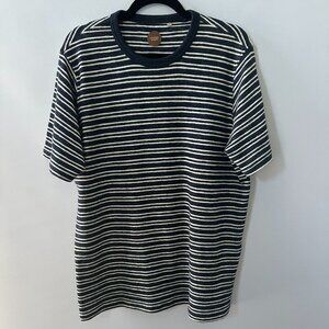Common People Large Black & White Striped Men's Tee Shirt 100% Cotton